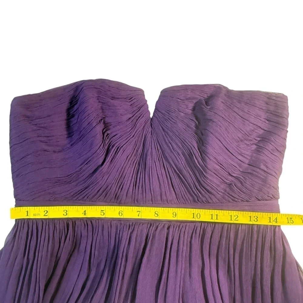 J Crew Silk Chiffon Nadia Strapless Party Dress Size 10 HOCO Purple Bridesmaid